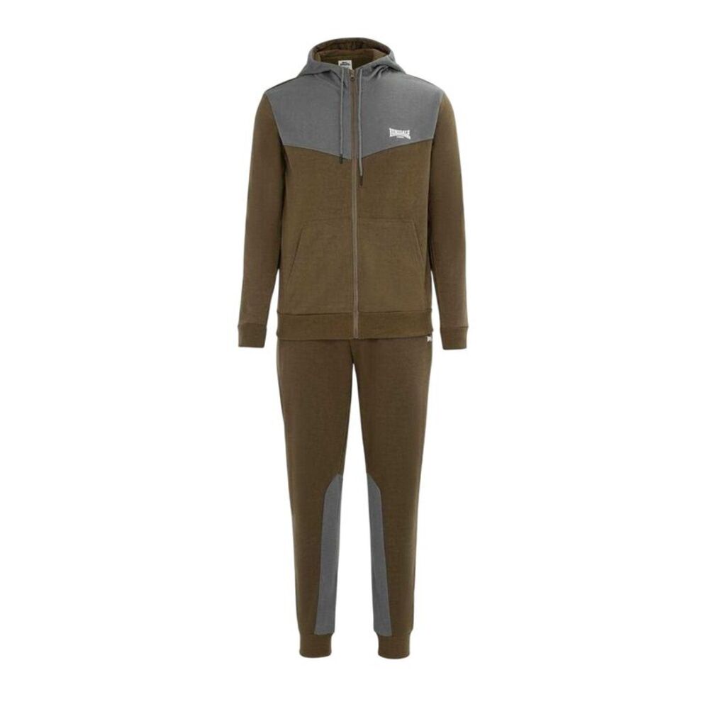 Lonsdale Mens Two Tone Cotton Blend Workout Tracksuit / Army Green